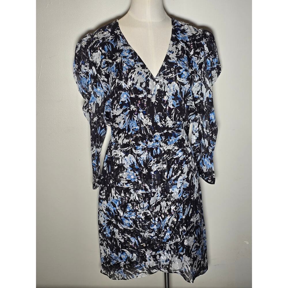 The Kooples Size 1 Firework Lurex Metallic Floral Mini Dress NWT $355